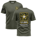 Custom US Army T-shirt featuring the US Army logo with personalized text displayed underneath.